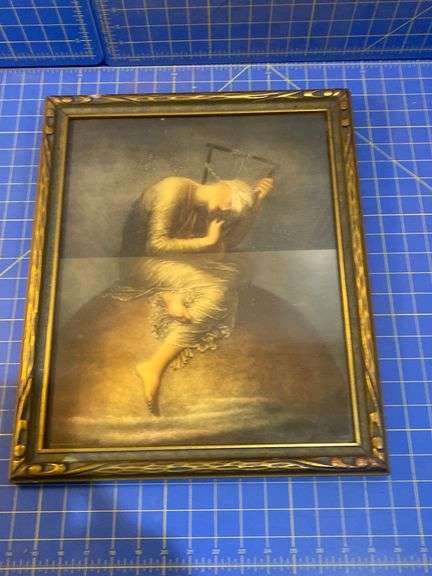 Blindfolded woman framed print