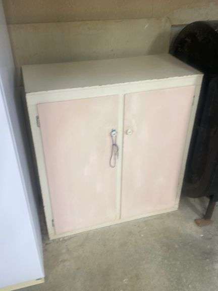 Wood cabinet, contents not included