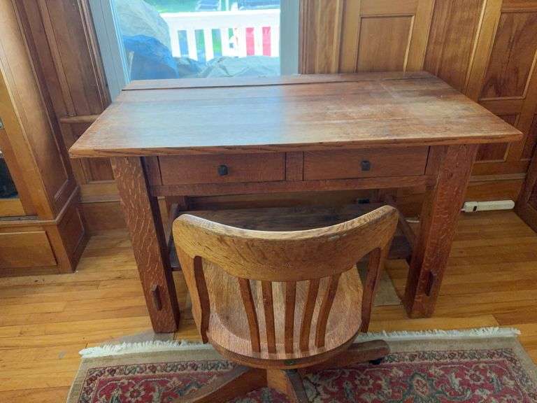 Wooden desk and chair