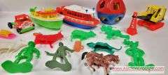 Assortment of vintage plastic toys. See photos.