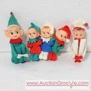 The cutest little Elves. Vintage Christmas decor. Made in Japan. The triplets are marked Dai Japan. B