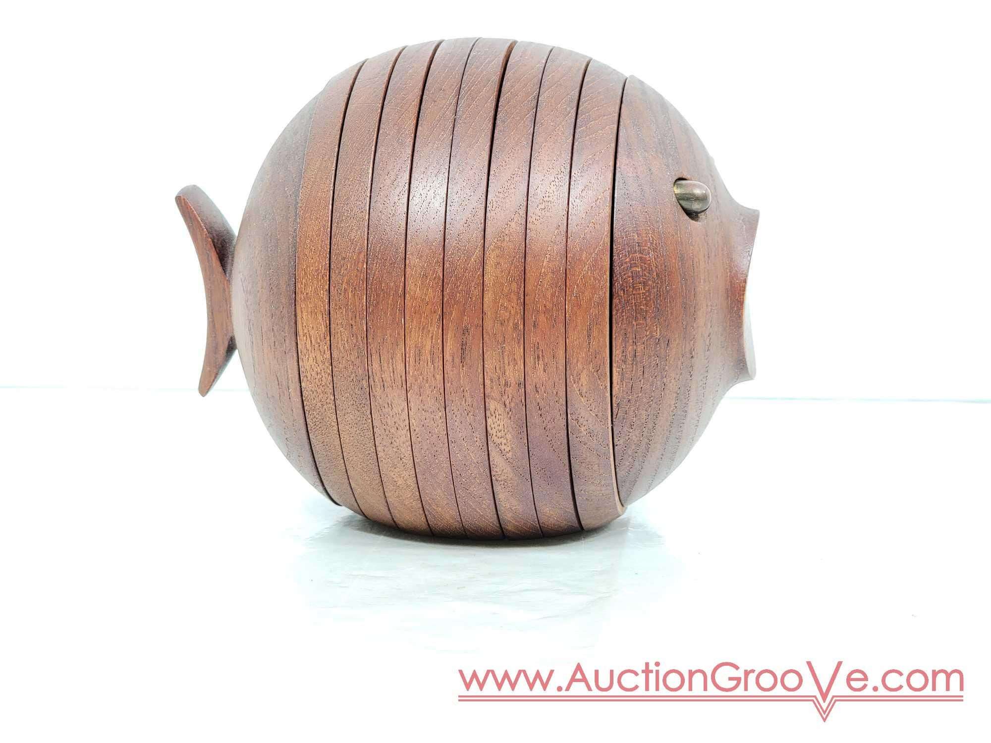 Ernst Henriksen Mid Century Modern Danish Teak Wood Puffer Fish