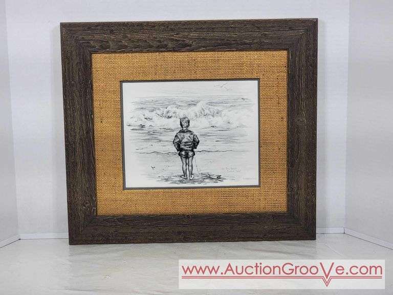 "On the Beach Carmel California. M. Lansdowne. Print. 18 x 16. AB1