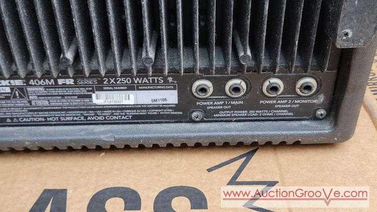 Mackie 406MFR series Amplifier power head. Powers up and some sound coming from a speaker but do not have reliable equipment and accessories to test it. T416