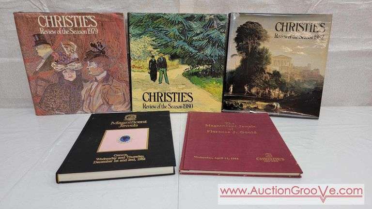 CHRISTIE'S CATALOGUES. Review of the Season 1979, 1980, and 1982 plus Magnificent Jewelry from Geneva, 1982 and Magnificent Jewels of Florence, J. Gould 1984 Christie's of New York. B