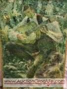 Large Painting. Man Playing Guitar. E.Chauser. 24.5 x 37. BR