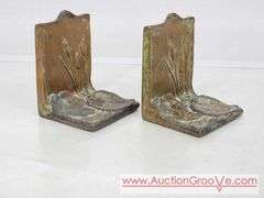 McClelland Barclay Art Nouveau Lily Pad Cast Bookends. 3.5 x 3. 4.5. T416
