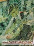Large Painting. Man Playing Guitar. E.Chauser. 24.5 x 37. BR