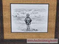 "On the Beach Carmel California. M. Lansdowne. Print. 18 x 16. AB1