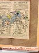 Vintage Hialeah Horse Racing Program with Original Art Signed by Patrish mounted on horsehair. 15 x 16.