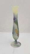 1980s Vintage Robert Rouven Nouveau Art Glass Hand Painted Handblown Vase. 10 inches tall. B