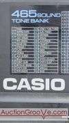 CASIO 465 Sound Tone Bank Electronic Keyboard. Plugged it in, tested many of the features and it seems to function properly. I wiped off the last 4 keys with a damp rag and they cleaned up nicely. Inc
