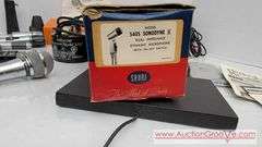 VINTAGE MICROPHONES! AMPLICORP MAGNERASER MODEL 200C, KORG Dual Foot Switch, Vintage Box for SURE Model 540S Sonodyne 2 Microphone, Vintage REALISTIC Microphone with Original Box, UNIDEN, ELECTRO VOIC