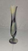 1980s Vintage Robert Rouven Nouveau Art Glass Hand Painted Handblown Vase. 10 inches tall. B