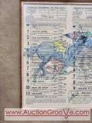 Vintage Hialeah Horse Racing Program with Original Art Signed by Patrish mounted on horsehair. 15 x 16.