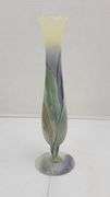 1980s Vintage Robert Rouven Nouveau Art Glass Hand Painted Handblown Vase. 10 inches tall. B