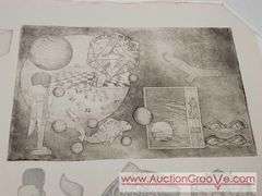 Impressed Collage Design on Hand Laid Paper. 2 Pieces. Artist Proof and Thr Original. Signed by Artist Simon 1980. See photos for details. 31 x 23.5. AB2