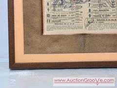 Vintage Hialeah Horse Racing Program with Original Art Signed by Patrish mounted on horsehair. 15 x 16.