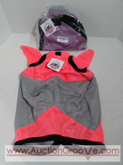 Rugged Ride fly masks with ears and forelock hole. Two new X Full size soft mesh masks in purple and pink colors.