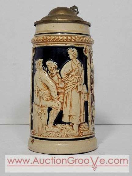 German Beer Stein. Translated Text: Happy With Beer / This We Love 7" tall. LR