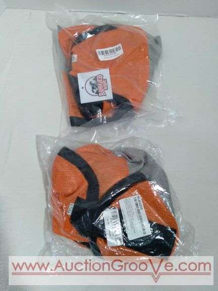 Rugged Ride two toned soft mesh fly masks with forelock hole and ears. These two never used masks are orange and grey color, one full size and one Xbox full size.