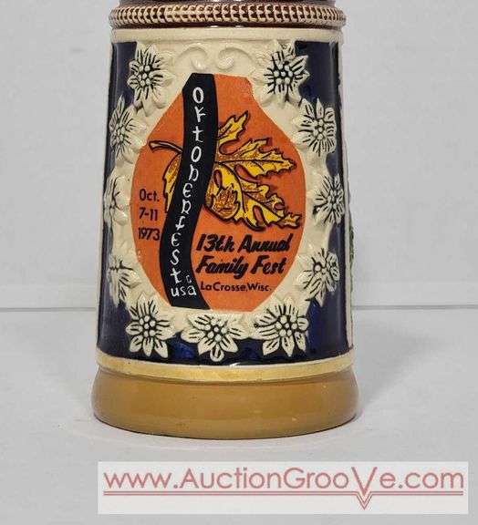 1973 La Crosse Oktoberfest Stein. 7" tall. LR