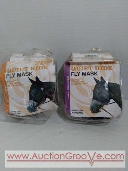 Cashel Quiet Ride fly masks, standard with ears. Black masks are new, never used. One is Arab/Small size and the other Horse size.