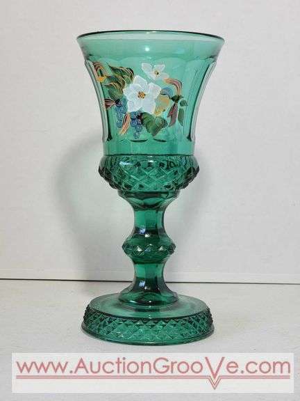 Fenton Signed Hand Painted Magnolia and Berries Footed Compote. 5 x 9.5. XAB