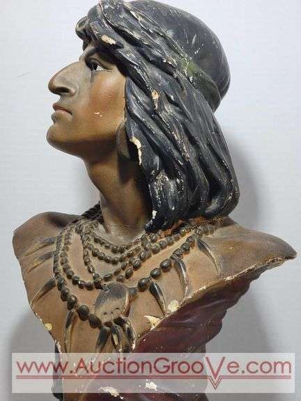 Native American Chalkware Bust. Has been repaired. 12 x 6 x 20. XLC