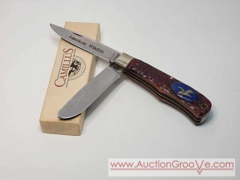 USA Camillus American WildLife Knife. Wolf Howling at the Moon. KB