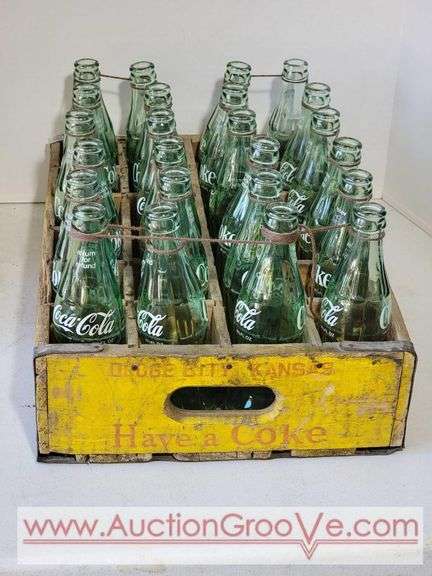 Vintage Drink Coke Wooden 24 Bottle Crate with 24 Bottles. XAB