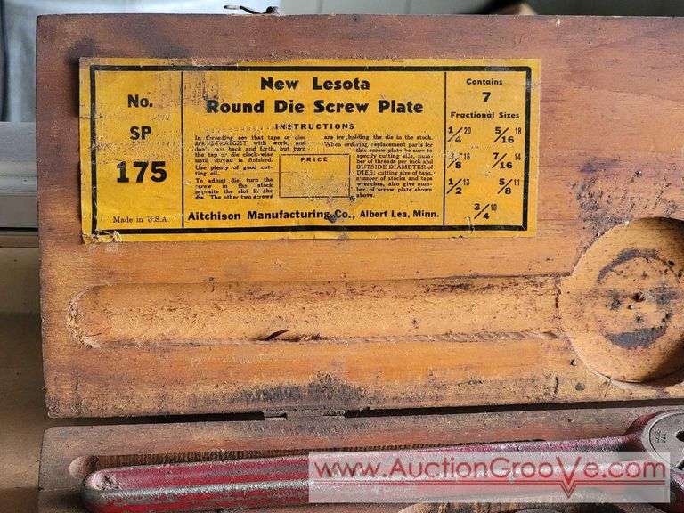 New Lesota Round Die Screw Plate No. SP 175. Tools need a good cleaning. XSJ