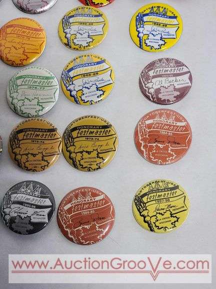 Oktoberfest 42 FestMaster Buttons and 10 Riverfest Commodore Buttons. XCS