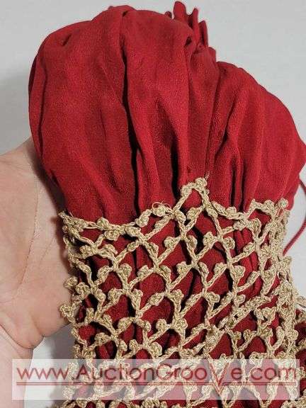 Victorian Red Sack Purse and Beaded Yellow Purse. Some damage to the yellow. XCS