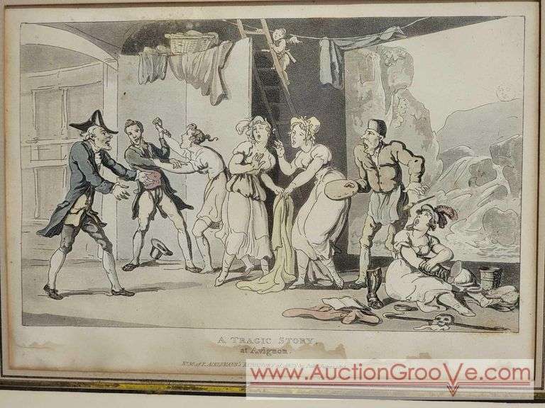 A Tragic Story at Avignon. Print. No. 30 R Ackermann's Repository of Arts. June 1818. 14 x 13. XCS