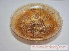 Orange Carnival Glass Luster Rose Bowl. 9 x 3. Needs to be cleaned. XSJ