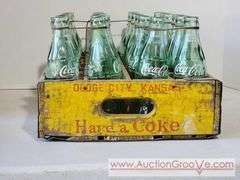 Vintage Drink Coke Wooden 24 Bottle Crate with 24 Bottles. XAB