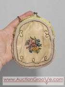Victorian Silk Purse Petite Embroidery and Sequin And Bead Purse. XCS