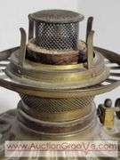 Antique 1898 Gone with the Wind Style Kerosene Lamp with Frosted Honeycomb Shade. The Shade is not Original to the lamp but they seem to work well together. Lamp is 7 x 13 without the shade. Shade is 