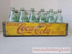 Vintage Drink Coke Wooden 24 Bottle Crate with 24 Bottles. XAB