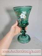 Fenton Signed Hand Painted Magnolia and Berries Footed Compote. 5 x 9.5. XAB