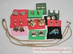 Screwback and Clip on Earrings, Pretty Brooch and a Faux Pearl Necklace. XSJ