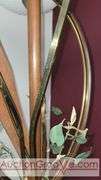 Awesome Tension Pole Floor Lamp with 3 - UFO Glass Shades and what appears to be original artificial flora. Examples found identifying manufacturer as both Majestic and LuxCraft.