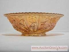 Orange Carnival Glass Luster Rose Bowl. 9 x 3. Needs to be cleaned. XSJ