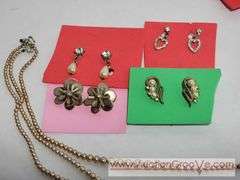 Screwback and Clip on Earrings, Pretty Brooch and a Faux Pearl Necklace. XSJ