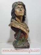 Native American Chalkware Bust. Has been repaired. 12 x 6 x 20. XLC
