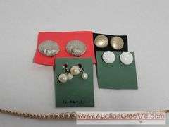 Screwback and Clip on Earrings, Pretty Brooch and a Faux Pearl Necklace. XSJ