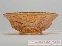 Orange Carnival Glass Luster Rose Bowl. 9 x 3. Needs to be cleaned. XSJ