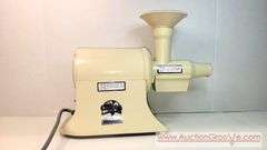 Champion Juicer. In original box and appears complete as shown in photos. Runs smoothly and shows no wear. Probably not used much, if at all. Sells to the highest bid over $180.