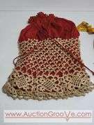 Victorian Red Sack Purse and Beaded Yellow Purse. Some damage to the yellow. XCS